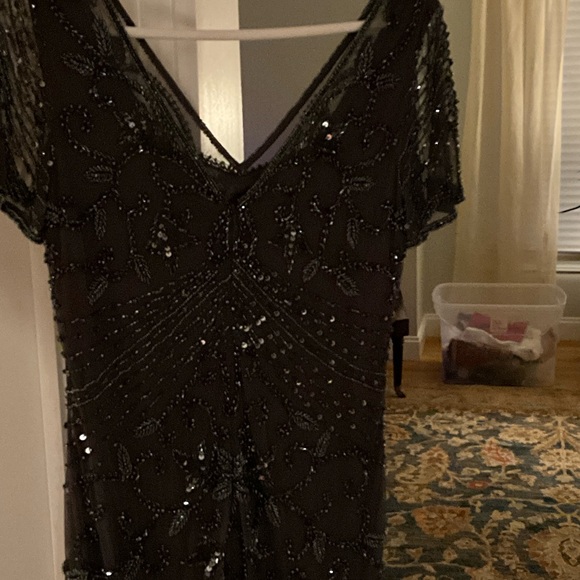 Elegant Black Sequin Embellished Fabric - Picture 3 of 5
